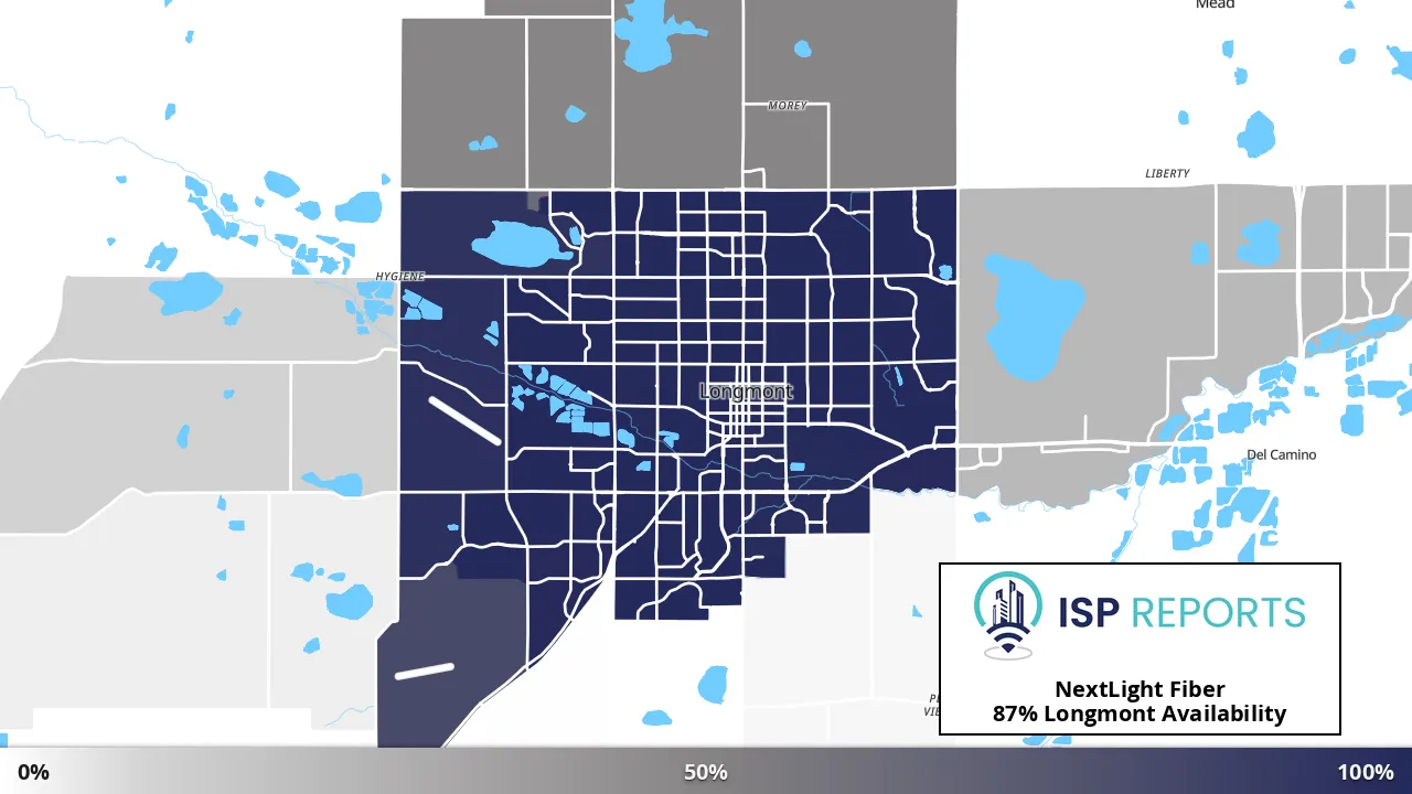 Longmont, CO map of internet availability