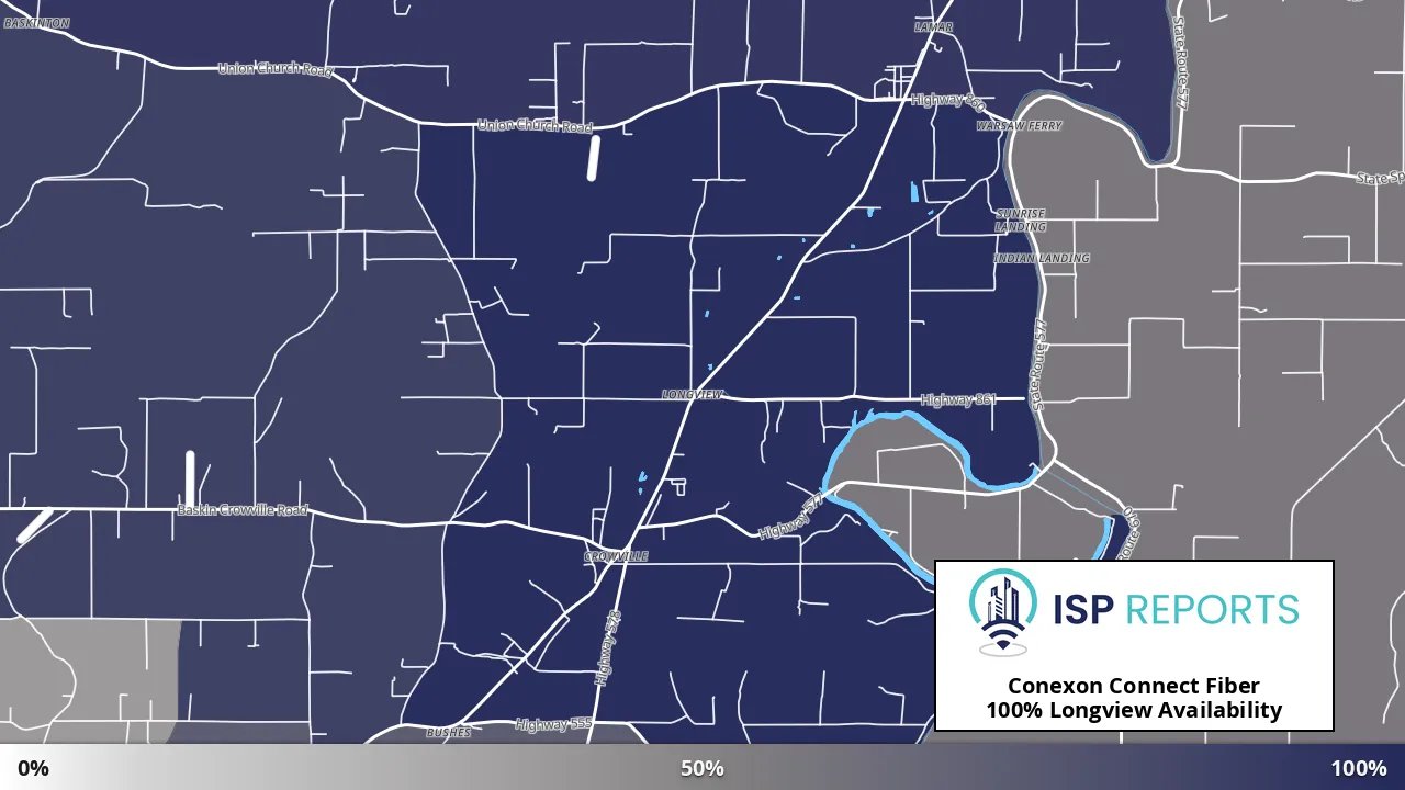 Longview, LA map of internet availability