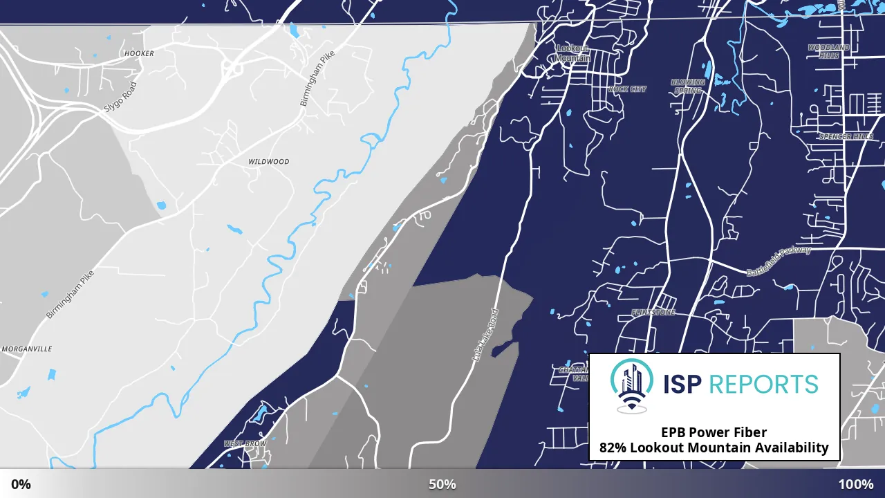 Lookout Mountain, GA map of internet availability