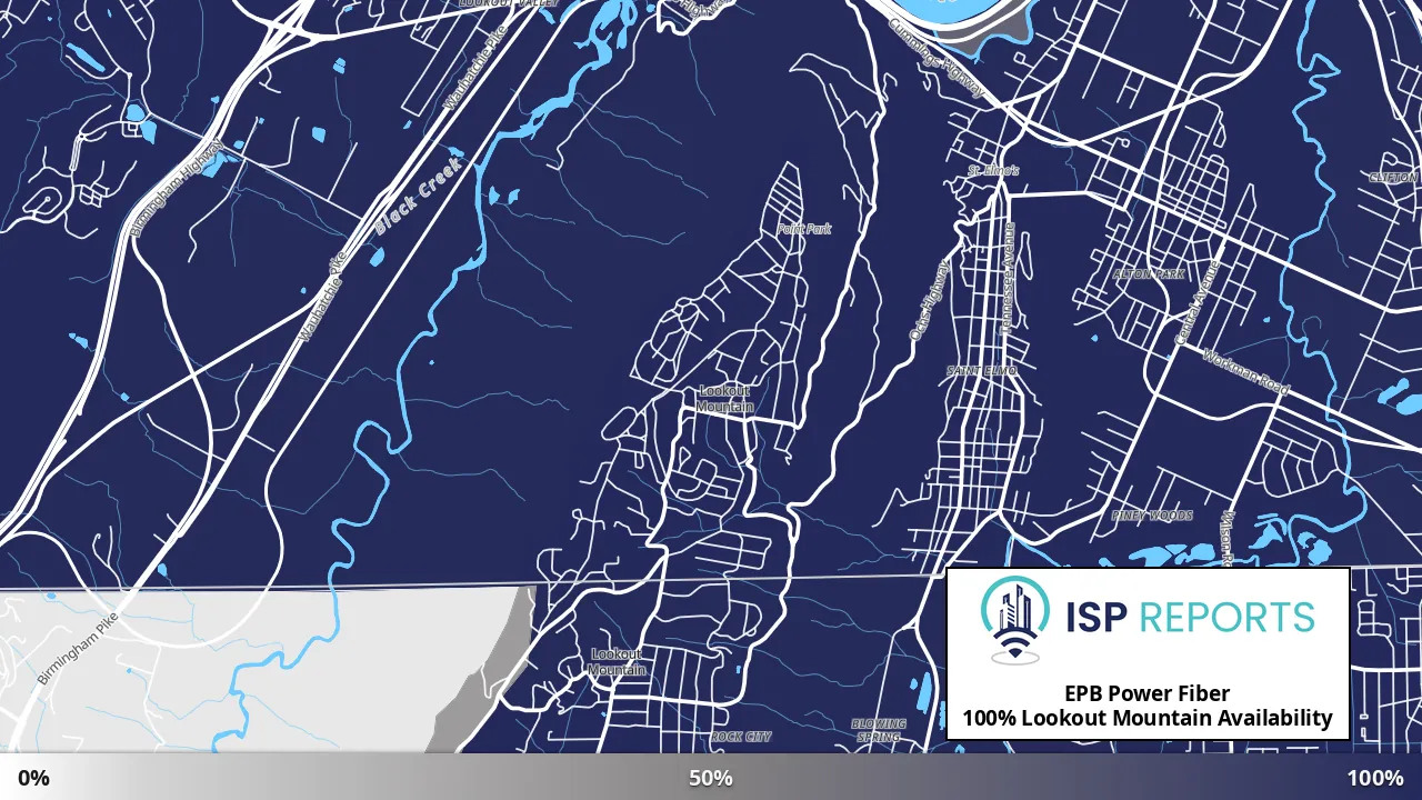 Lookout Mountain, TN map of internet availability