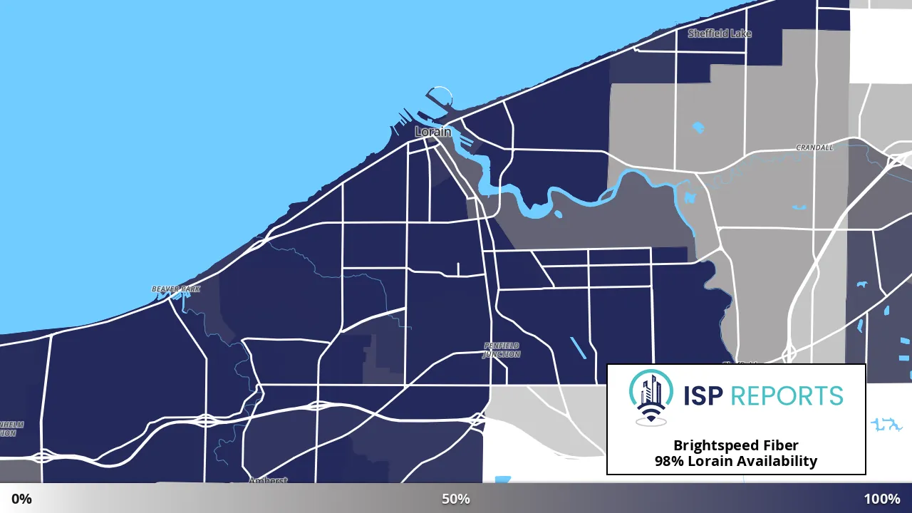 Lorain, OH map of internet availability