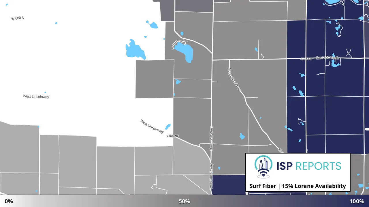 Lorane, IN map of internet availability
