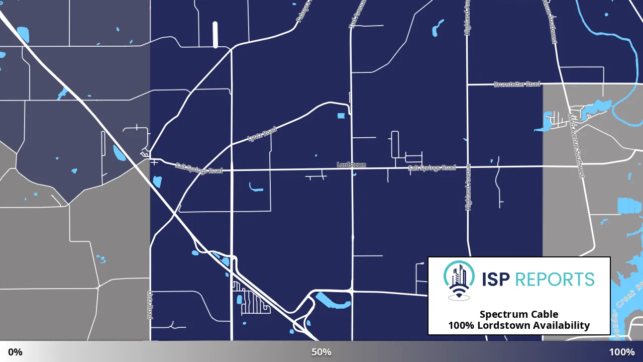 Lordstown, OH map of internet availability