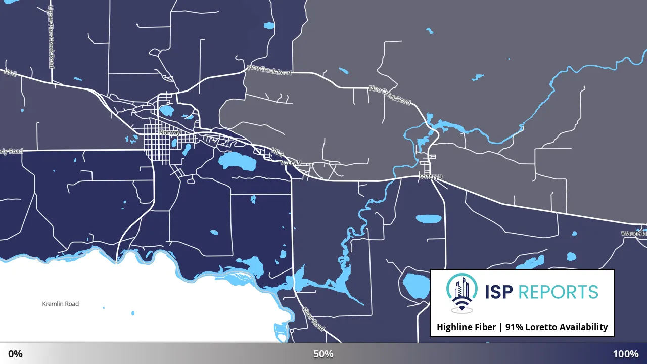 Loretto, MI map of internet availability