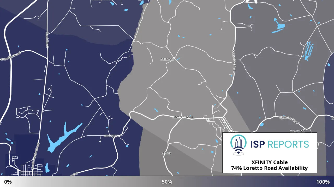 Loretto Road, PA map of internet availability