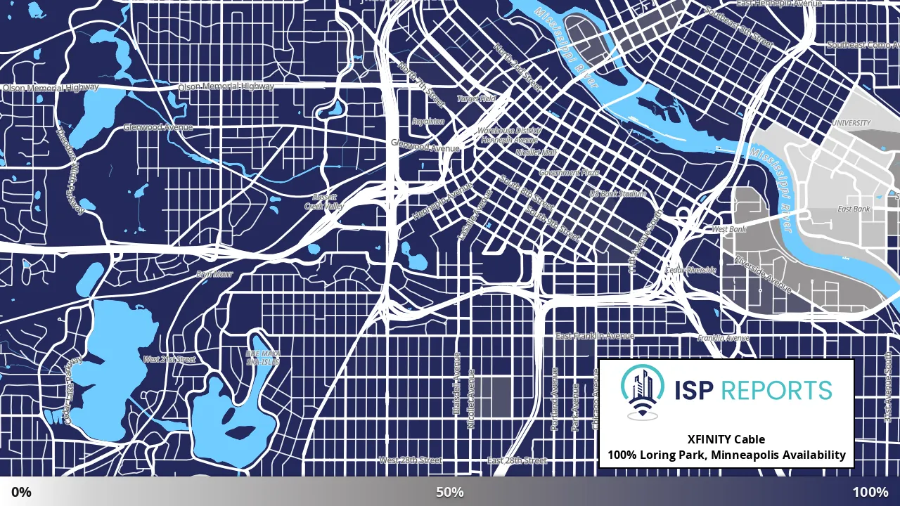 Loring Park, Minneapolis, MN map of internet availability