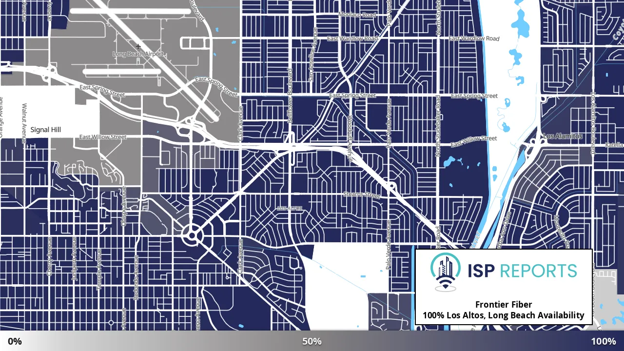 Los Altos, Long Beach, CA map of internet availability