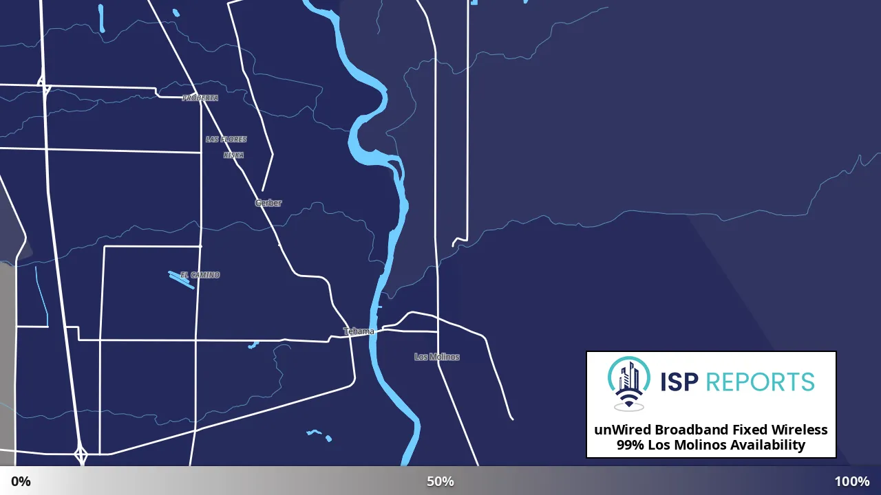 Los Molinos, CA map of internet availability