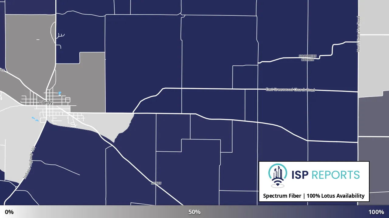 Lotus, IN map of internet availability
