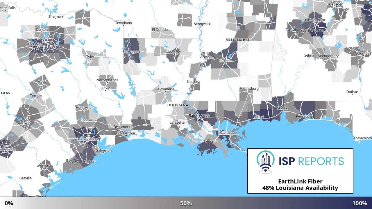 Louisiana map of internet availability
