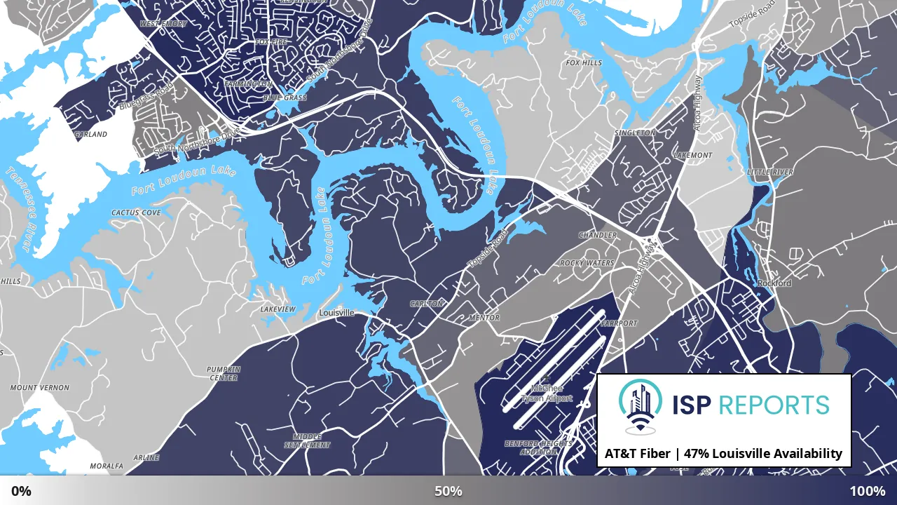 Louisville, TN map of internet availability