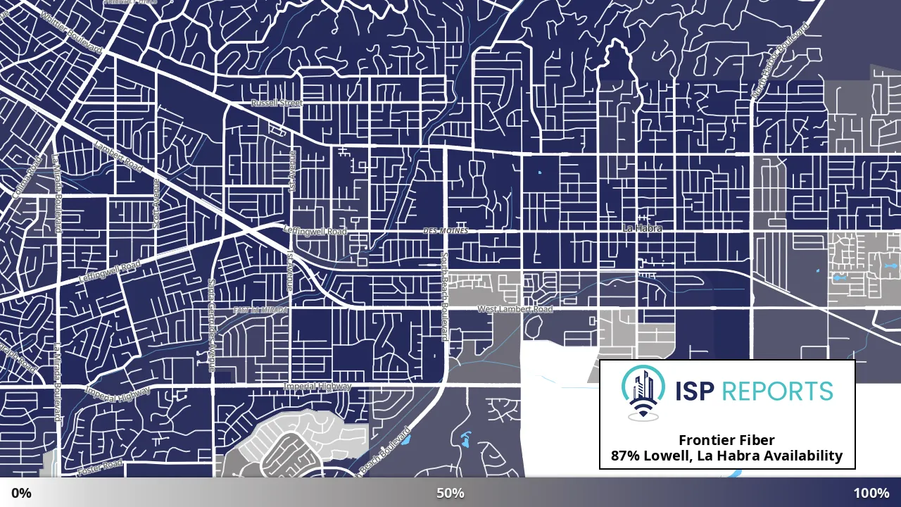 Lowell, La Habra, CA map of internet availability