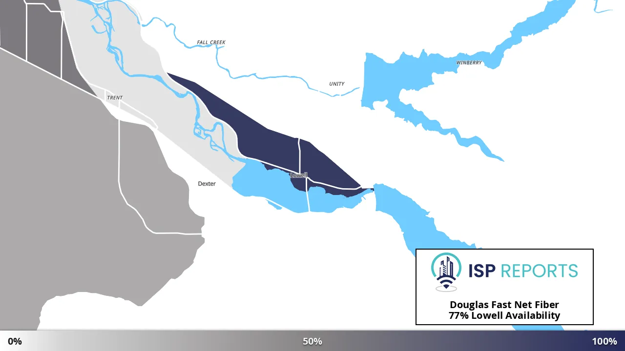 Lowell, OR map of internet availability