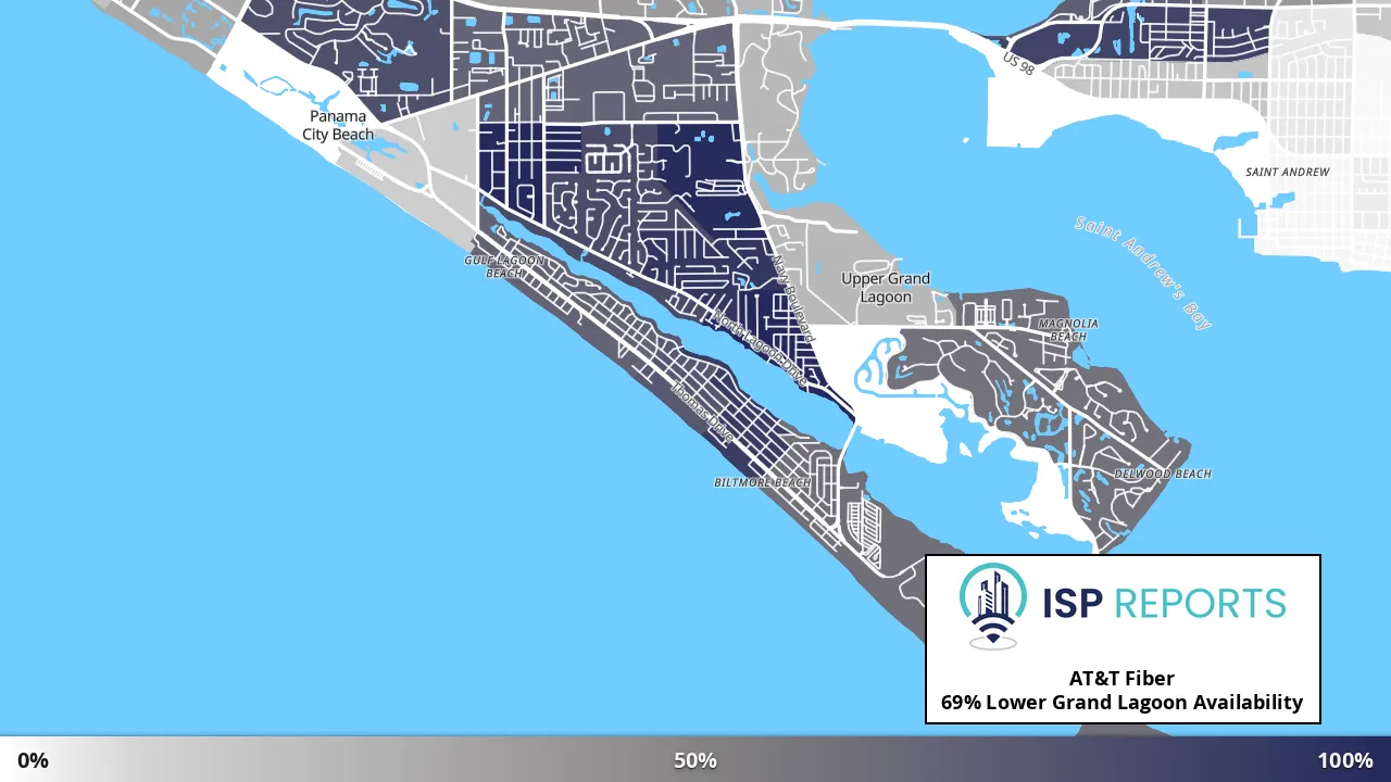 Lower Grand Lagoon, FL map of internet availability