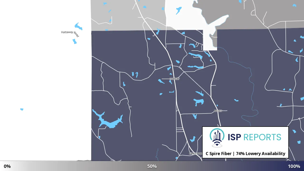Lowery, AL map of internet availability