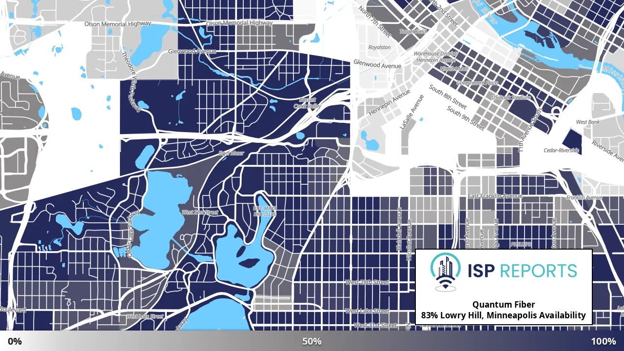 Lowry Hill, Minneapolis, MN map of internet availability