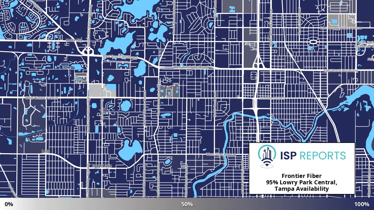 Lowry Park Central, Tampa, FL map of internet availability