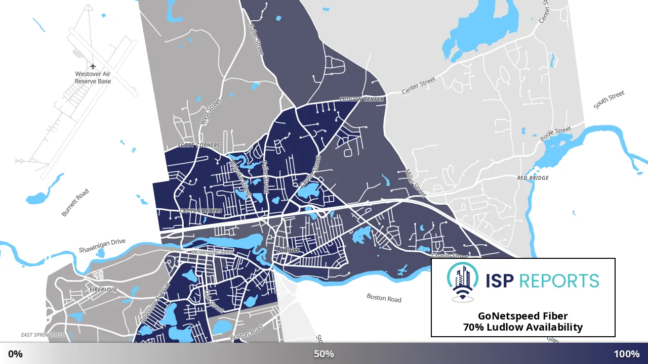 Ludlow, MA map of internet availability