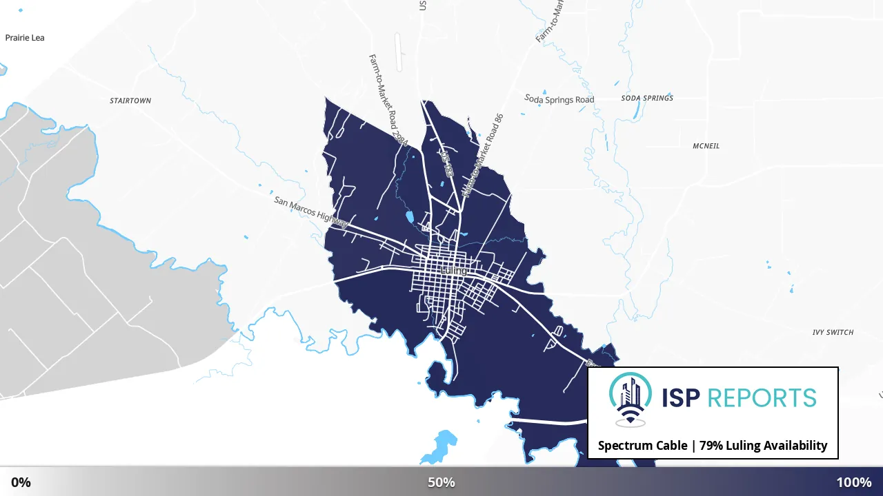 Luling, TX map of internet availability