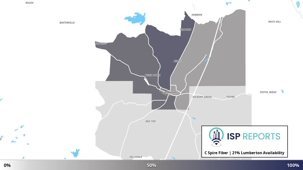 Lumberton, MS map of internet availability