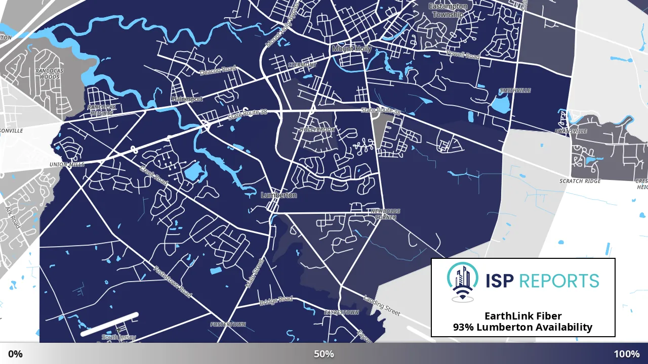 Lumberton, NJ map of internet availability