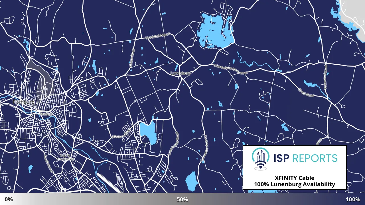 Lunenburg, MA map of internet availability