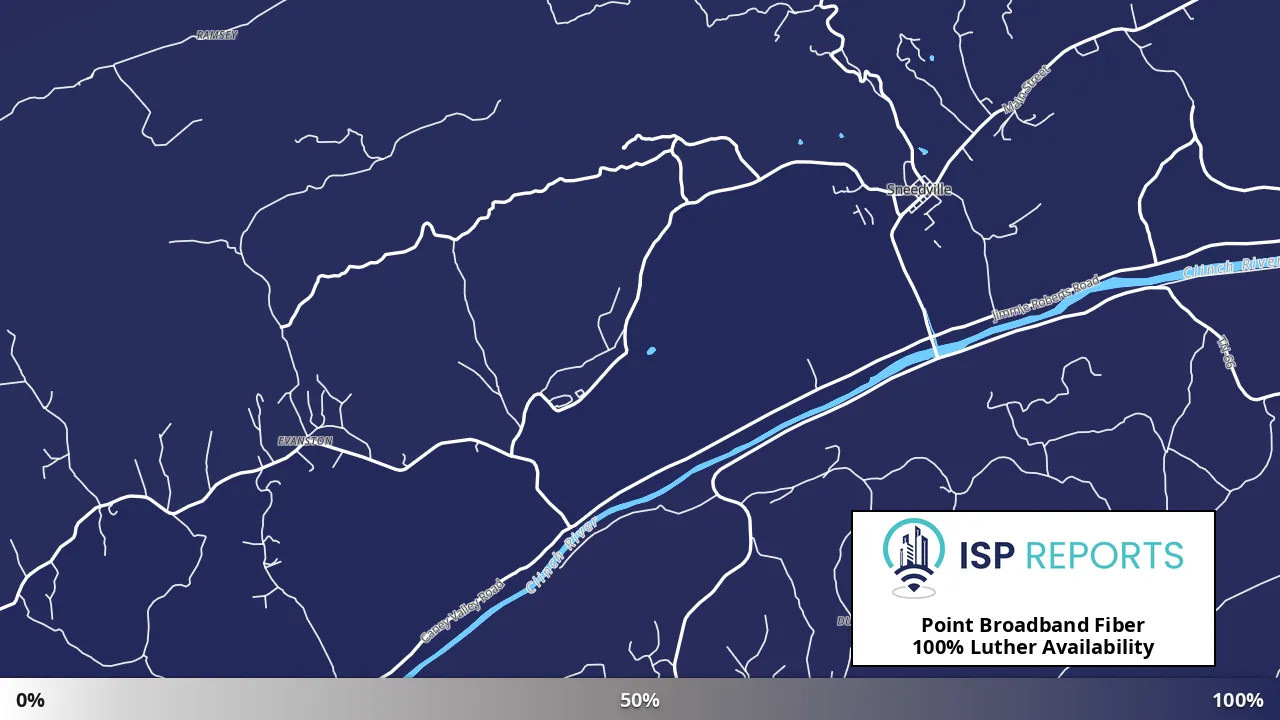 Luther, TN map of internet availability
