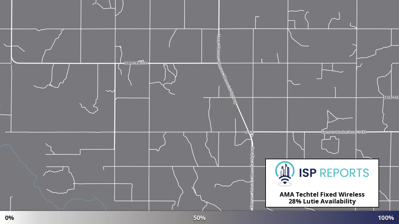 Lutie, TX map of internet availability
