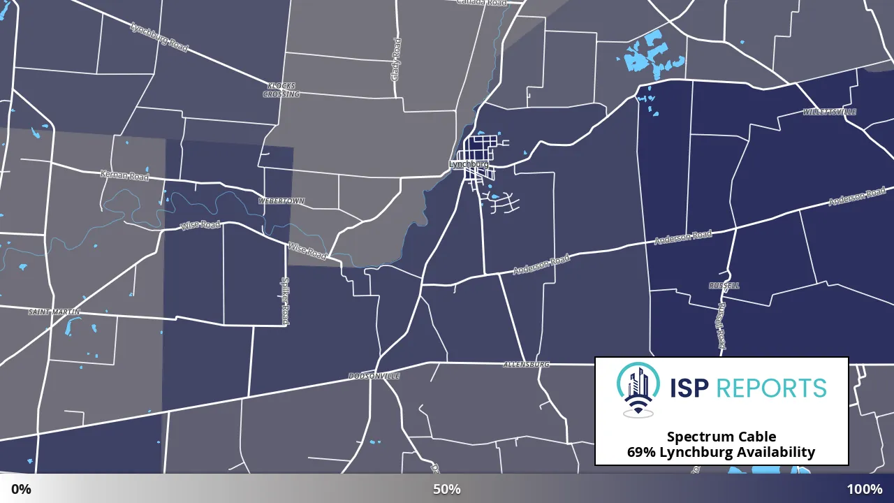 Lynchburg, OH map of internet availability