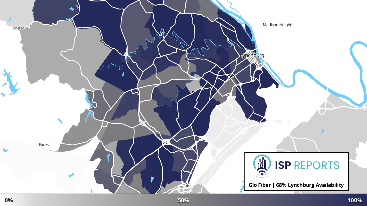 Lynchburg, VA map of internet availability