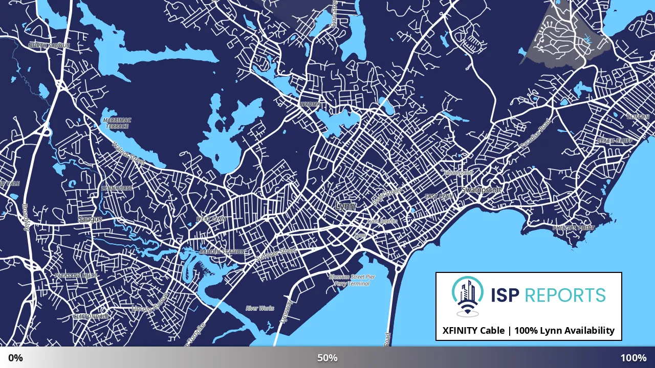Lynn, MA map of internet availability