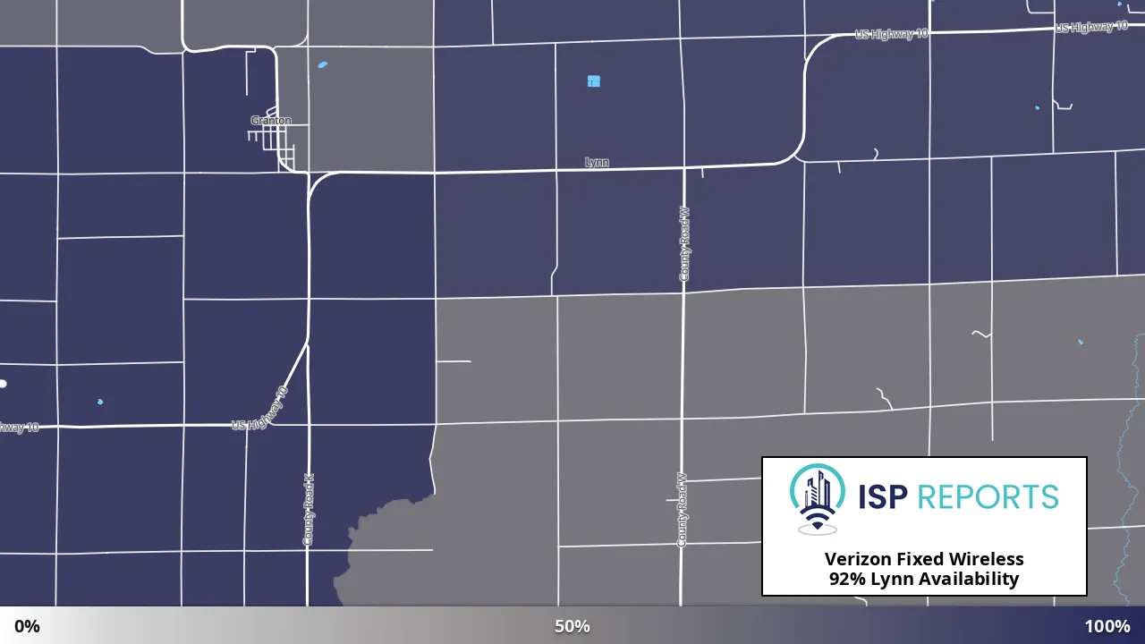 Lynn, WI map of internet availability
