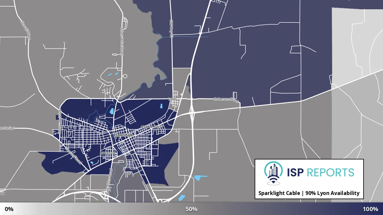 Lyon, MS map of internet availability