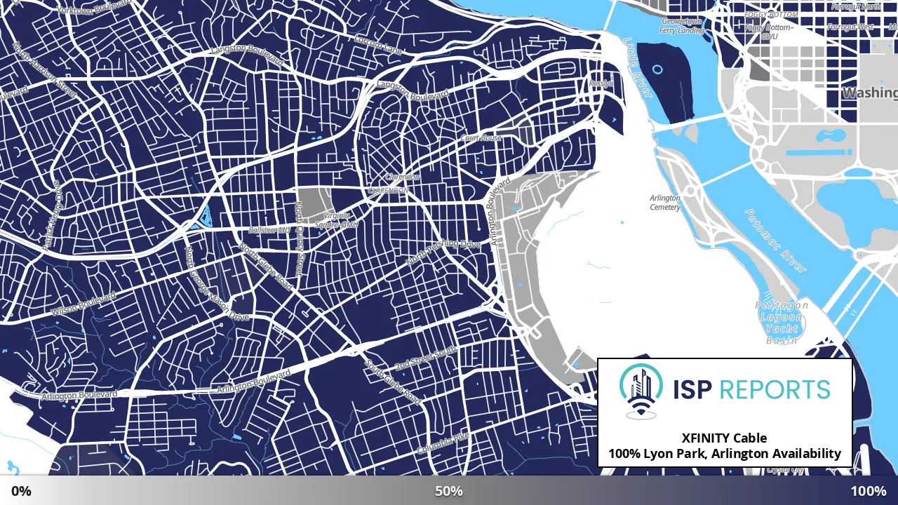 Lyon Park, Arlington, VA map of internet availability