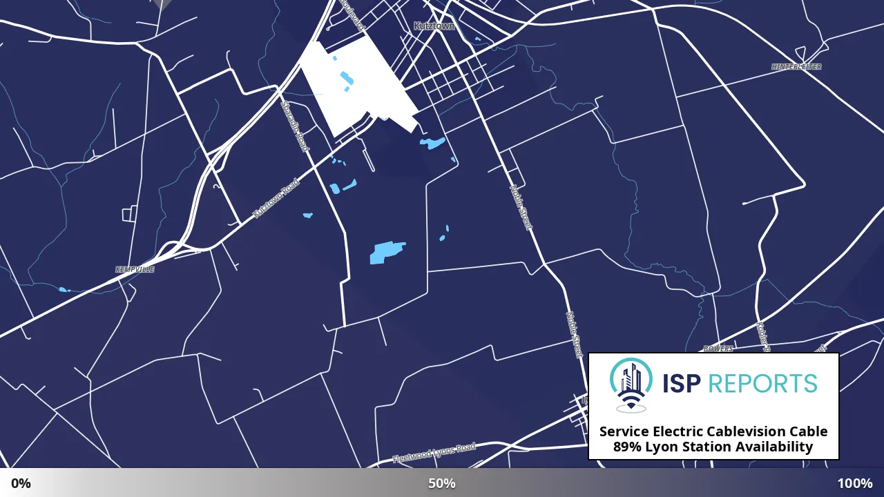 Lyon Station, PA map of internet availability