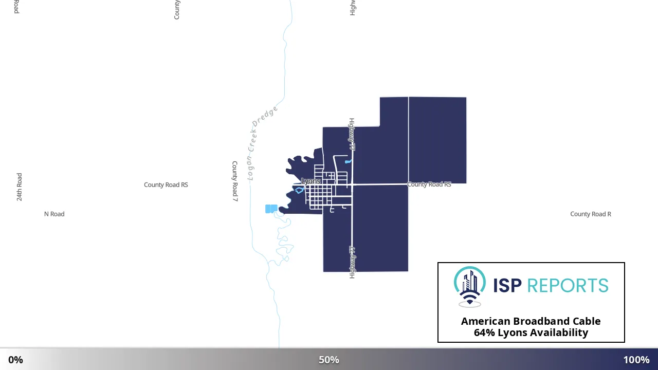 Lyons, NE map of internet availability