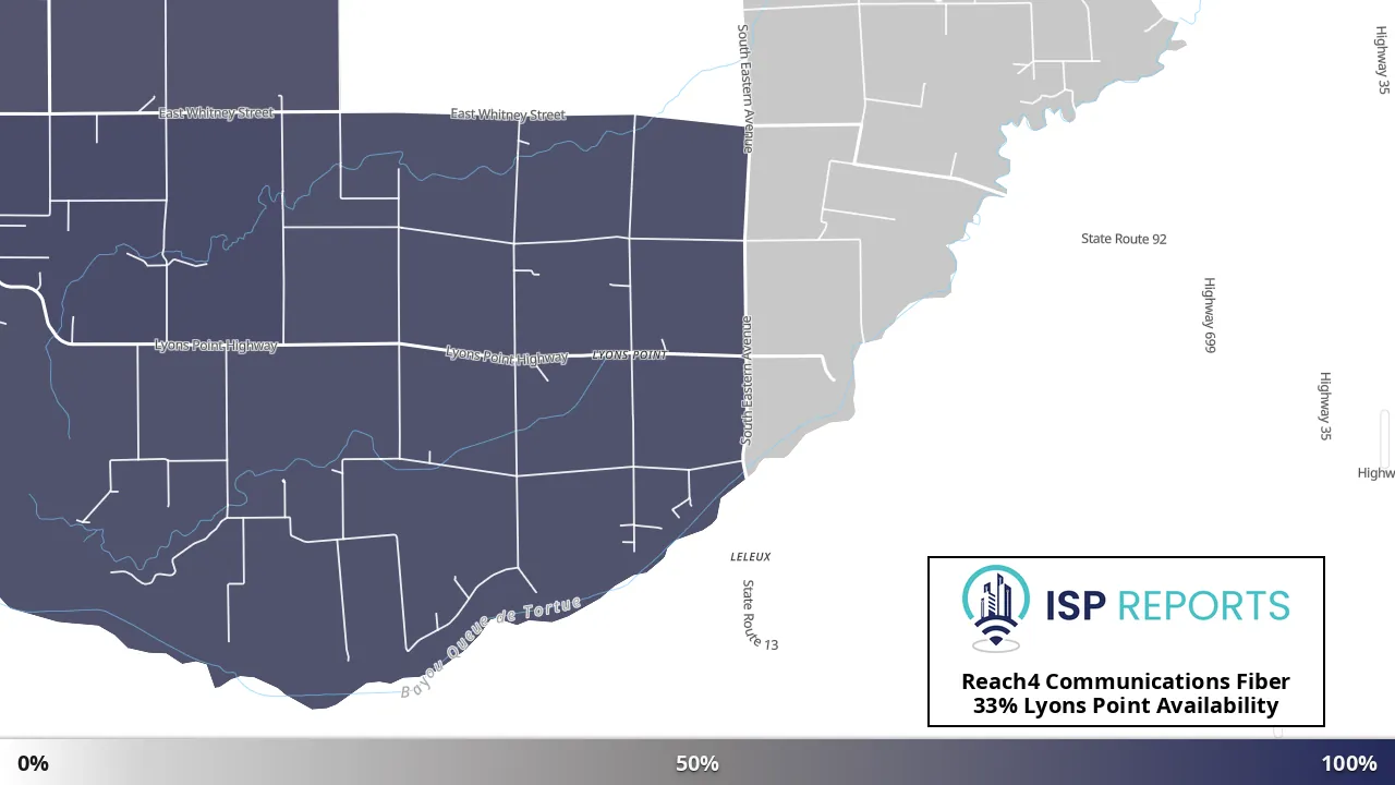 Lyons Point, LA map of internet availability