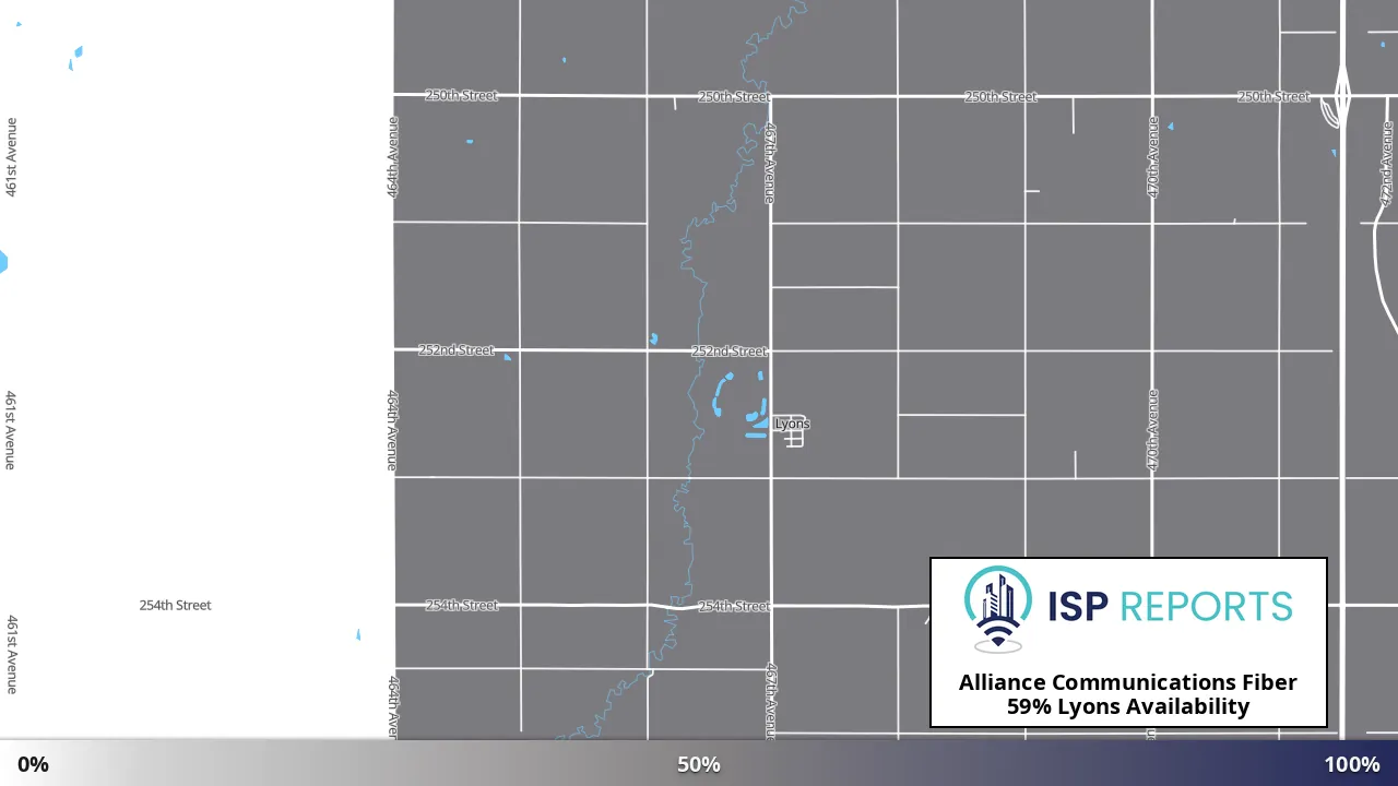 Lyons, SD map of internet availability