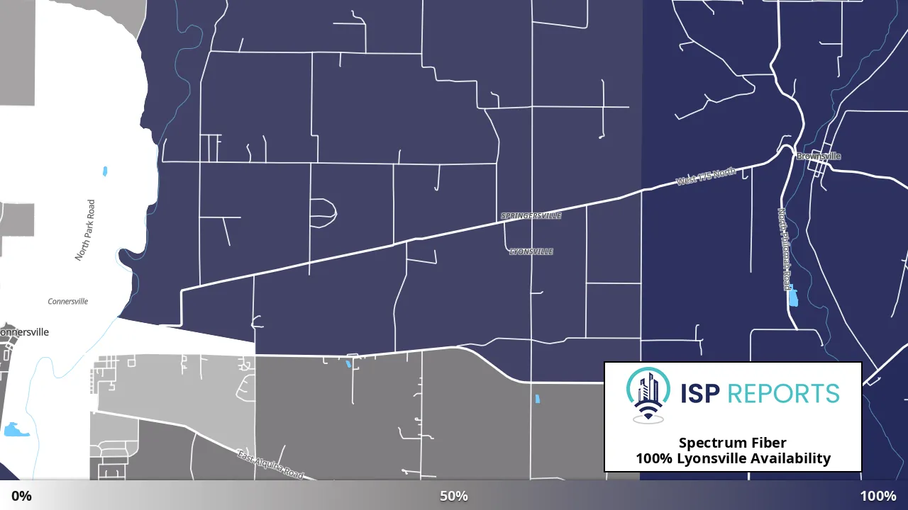 Lyonsville, IN map of internet availability