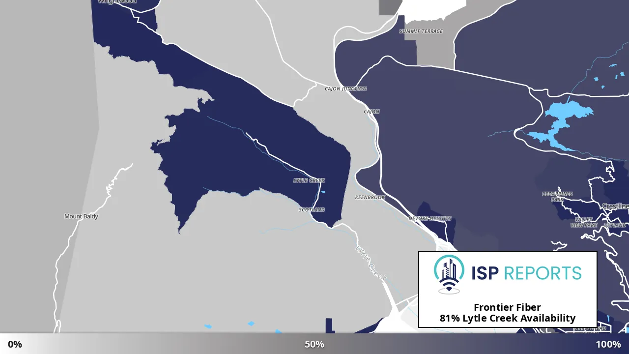 Lytle Creek, CA map of internet availability
