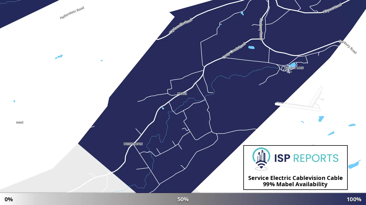 Mabel, PA map of internet availability