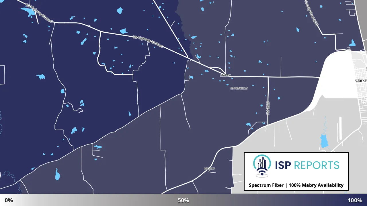 Mabry, TX map of internet availability