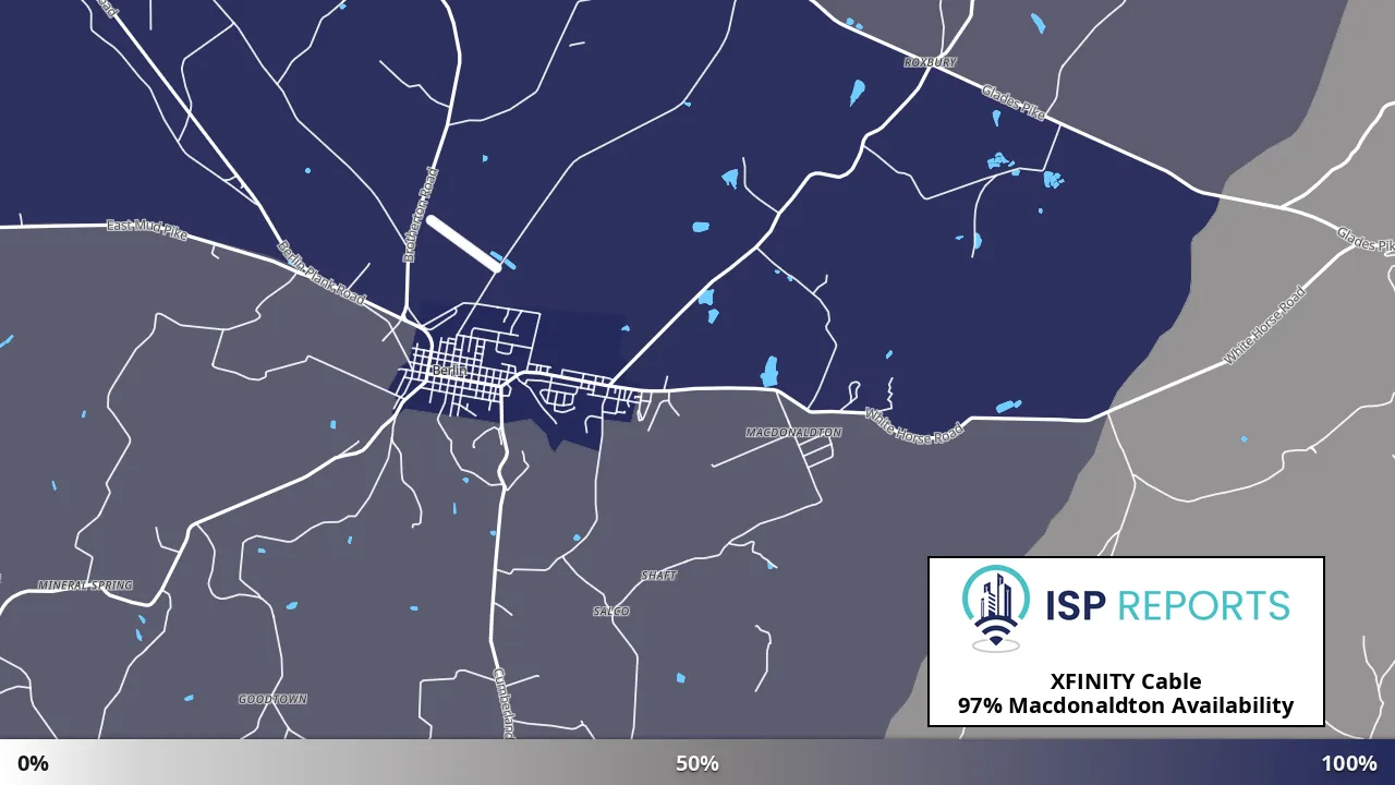 Macdonaldton, PA map of internet availability