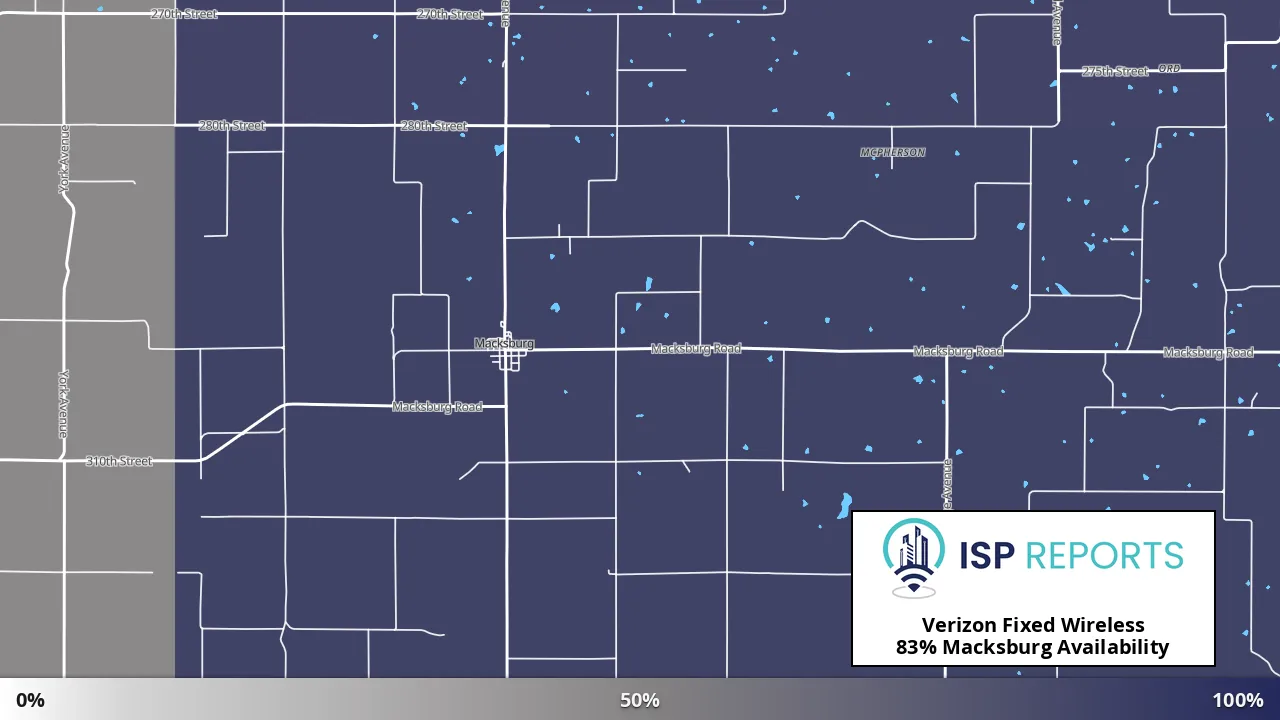 Macksburg, IA map of internet availability