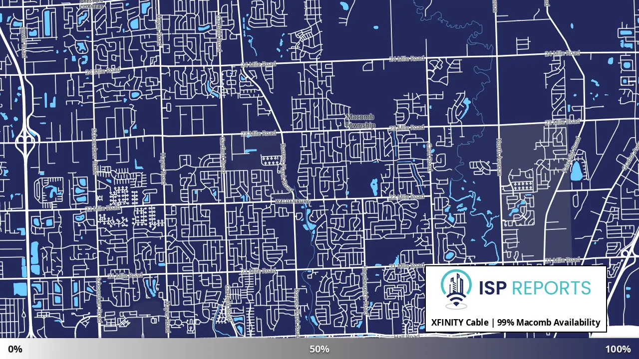 Macomb, MI map of internet availability