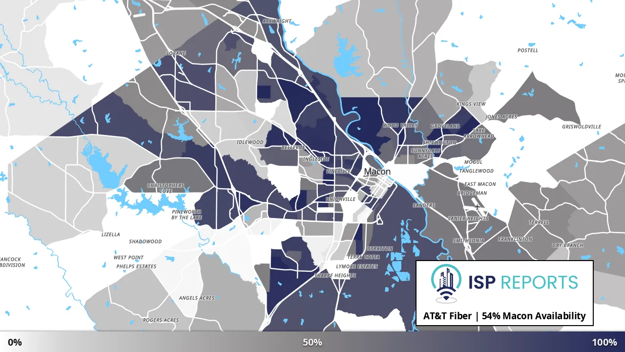 Macon, GA map of internet availability