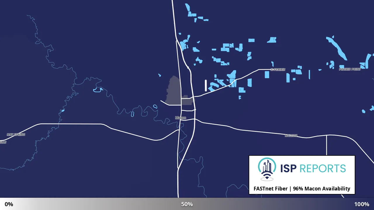 Macon, MS map of internet availability