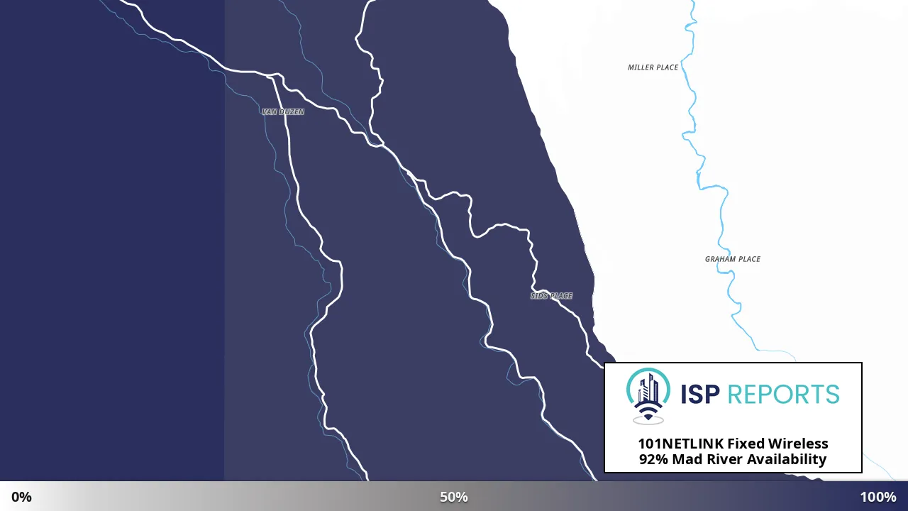 Mad River, CA map of internet availability