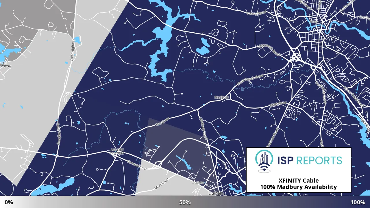 Madbury, NH map of internet availability