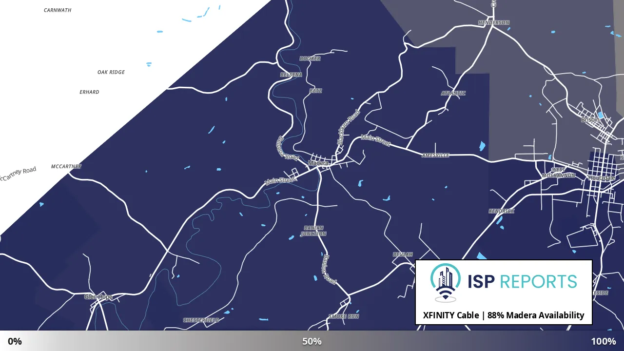 Madera, PA map of internet availability